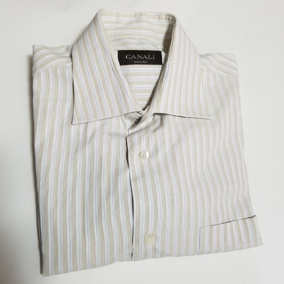 mens yellow striped dress shirt